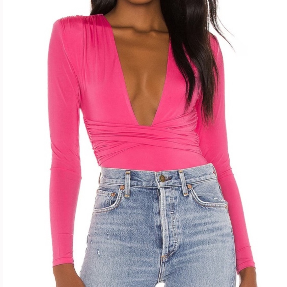 Lovers + Friends Anya Bodysuit Size Small Hot Pink